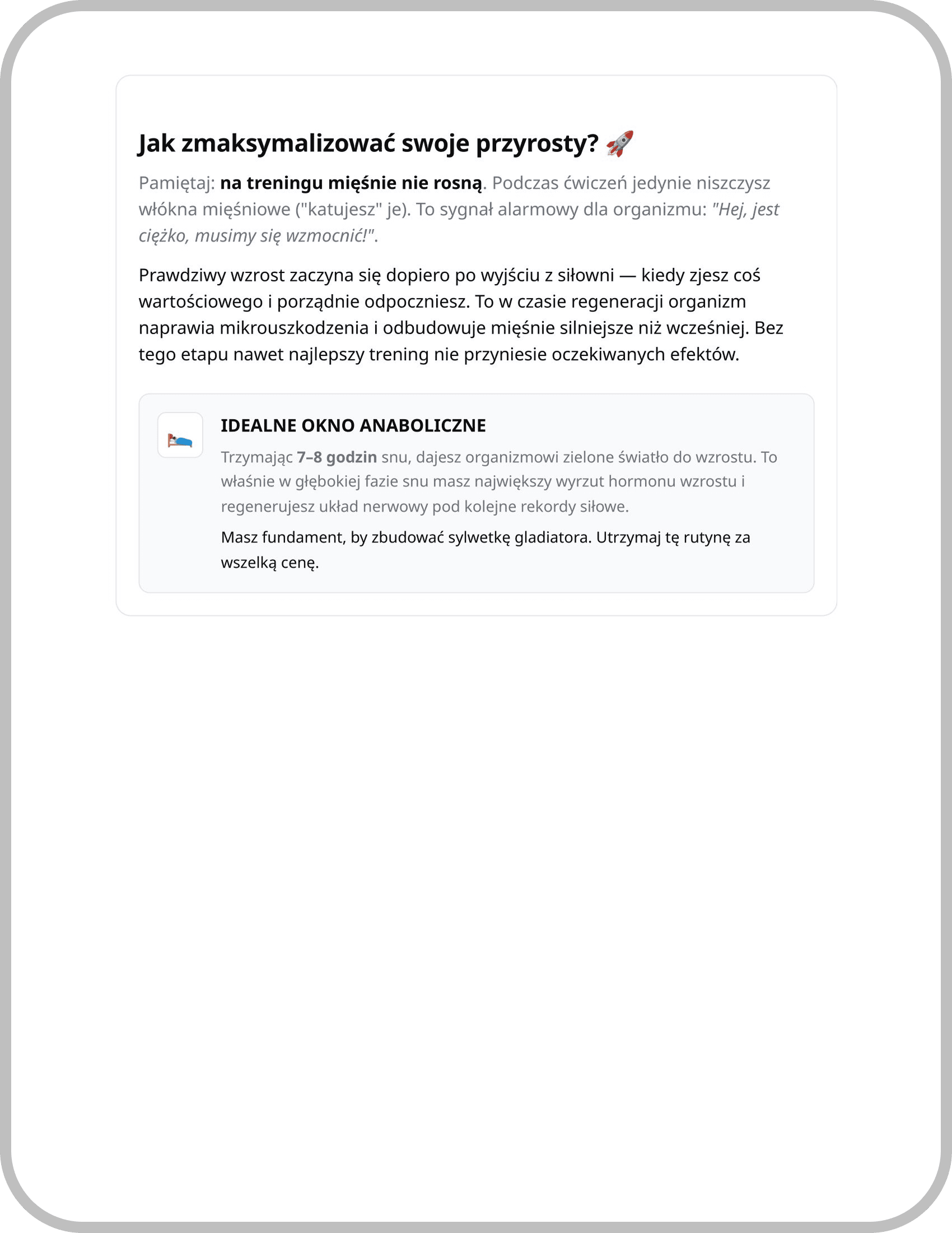 Przykładowa strona planu treningowego Muscly 4